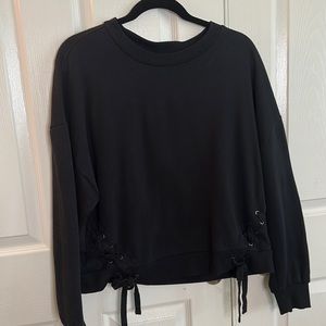 Black Sweatshirt with Lace Up Detail by Mossimo